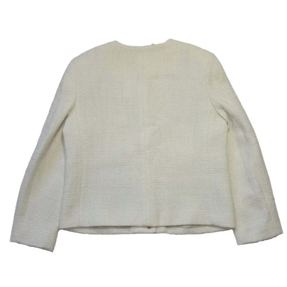NWT J.Crew Lady Jacket in Ivory Maritime Tweed Collarless Wool Blend 10
